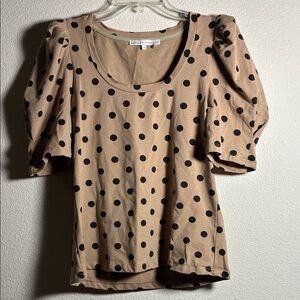 English Factory Tan and Black Polka Dot Blouse